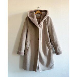 Uniqlo Shearling Touch Hooded Coat Beige Small NWOT